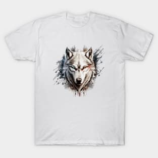 Wolf Portrait Animal Painting Wildlife Outdoors Adventure T-Shirt